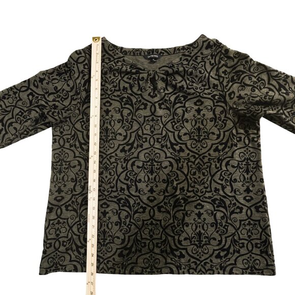 Lands' End Blouse Bow Front Navy Blue Design Mid length Sleeves Size 1X 16W-18W - Picture 8 of 14